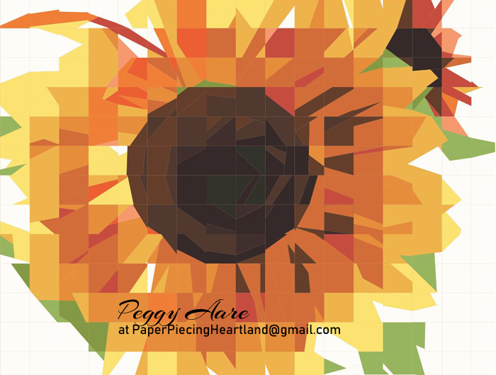 Ragged Sunflower- Larger Than Life — Paper piecing, quilt or wall
hanging pattern