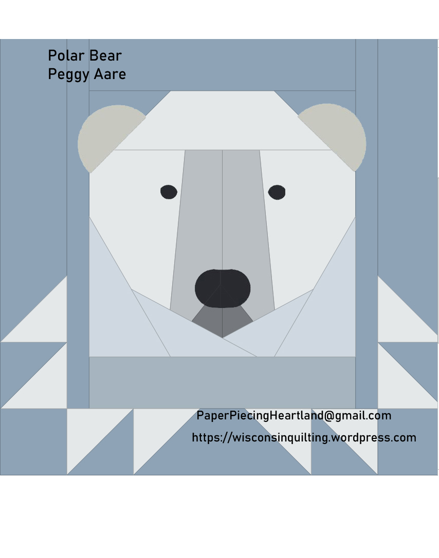 Polar Bear block — Paper Piecing design in two sizes